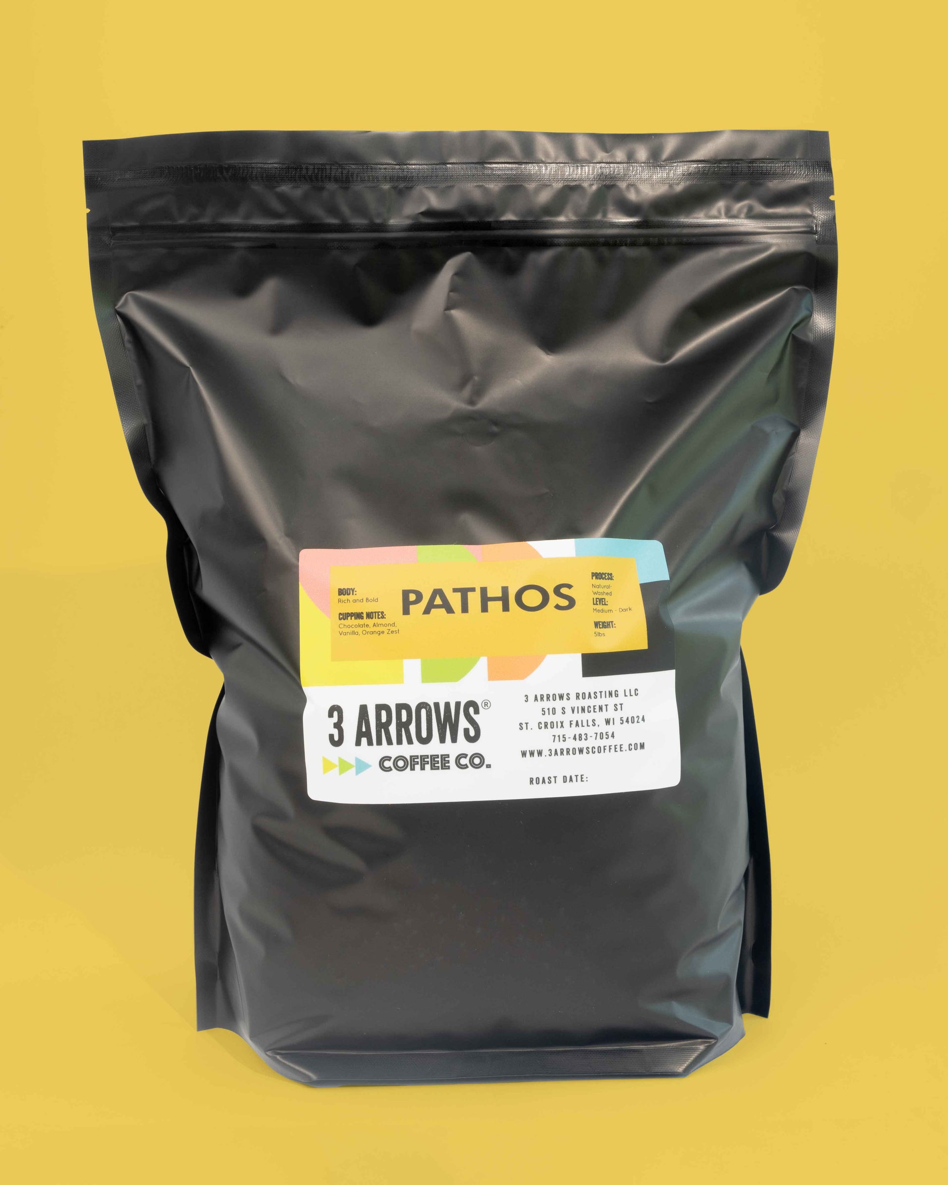 Pathos coffee blend 5lb — Brazil & Honduras, whole bean, wholesale from 3 Arrows Coffee
